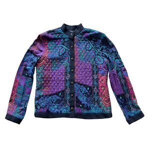 California Design by Dorothy Samuel Vintage Paisley Quilted Blouse Size 8